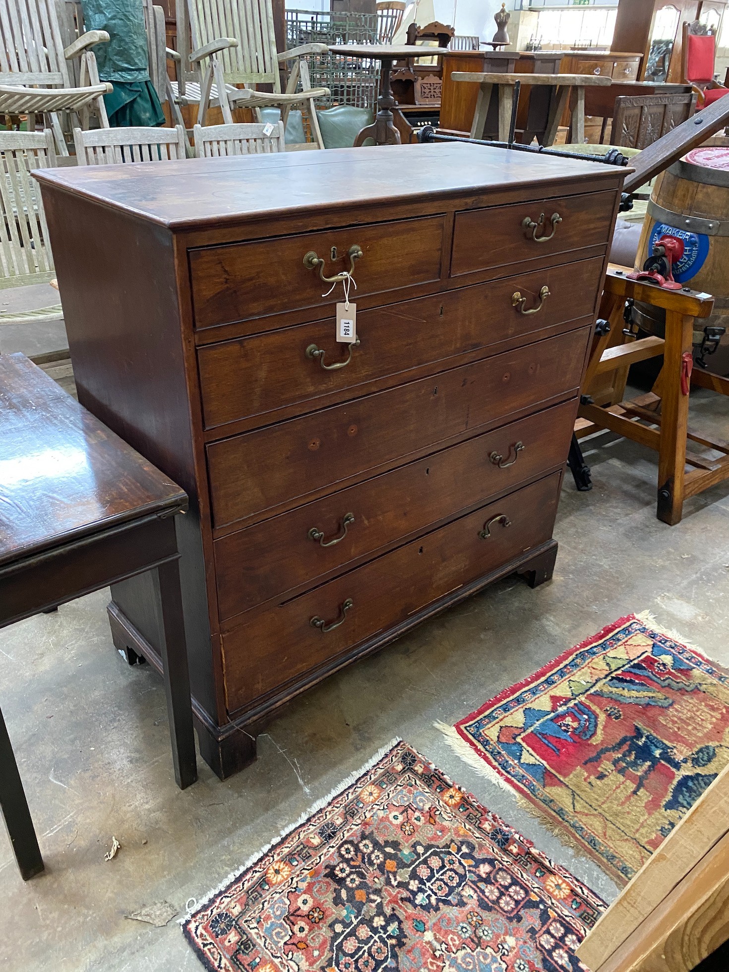 A George III mahogany chest, width 119cm, depth 55cm, height 119cm